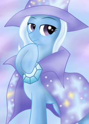 Size: 1878x2592 | Tagged: safe, artist:pikashoe90, derpibooru import, trixie, pony, unicorn, female, mare, raised hoof, smiling, solo