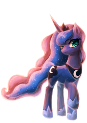 Size: 1024x1449 | Tagged: safe, artist:coma392, princess luna, alicorn, pony, female, horn, mare, simple background, solo, white background