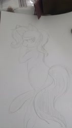 Size: 1080x1920 | Tagged: safe, artist:lilapudelpony, derpibooru import, trixie, pony, unicorn, lidded eyes, pencil drawing, photo, sketch, smiling, solo, sultry pose, traditional art