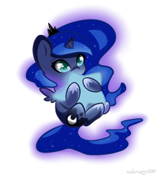 Size: 950x1060 | Tagged: safe, artist:submerged08, princess luna, alicorn, pony, chibi, simple background, solo, stars, tangible heavenly object, transparent background