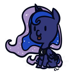 Size: 700x710 | Tagged: safe, artist:chiramii-chan, princess luna, alicorn, pony, chibi, cute, solo, tongue out