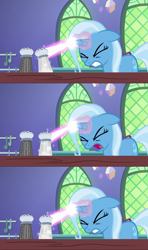 Size: 1280x2160 | Tagged: safe, derpibooru import, screencap, trixie, pony, all bottled up, pepper shaker, salt shaker, screencap comic, solo