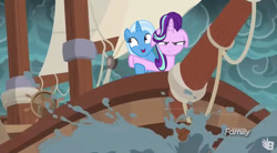 Size: 845x467 | Tagged: safe, derpibooru import, edit, edited screencap, editor:uni-pon, screencap, starlight glimmer, trixie, pony, unicorn, all bottled up, ppov, female, floppy ears, mare, titanic, trixie's puppeteering