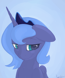 Size: 2500x3000 | Tagged: safe, artist:keeponhatin, princess luna, alicorn, pony, chest fluff, floppy ears, s1 luna, smiling, solo