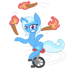 Size: 800x800 | Tagged: safe, artist:otterlore, derpibooru import, trixie, grin, simple background, smiling, torch, unicycle, white background