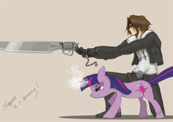 Size: 1024x724 | Tagged: safe, artist:chun man, derpibooru import, twilight sparkle, crossover, final fantasy, final fantasy viii, squall leonhart