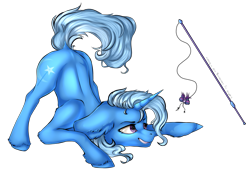 Size: 1357x933 | Tagged: safe, artist:11-shadow, artist:coralinatoilly, derpibooru import, trixie, pony, unicorn, collaboration, behaving like a cat, female, mare, simple background, solo, transparent background, unshorn fetlocks