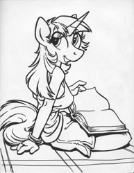 Size: 786x1017 | Tagged: safe, artist:trollie trollenberg, derpibooru import, twilight sparkle, anthro, monochrome, solo