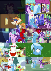 Size: 1024x1442 | Tagged: safe, derpibooru import, edit, edited screencap, screencap, bulk biceps, granny smith, starlight glimmer, trixie, twilight sparkle, twilight sparkle (alicorn), alicorn, pony, all bottled up, twilight's castle