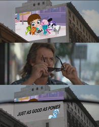 Size: 830x1062 | Tagged: safe, derpibooru import, trixie, dog, gecko, hedgehog, human, monkey, panda, skunk, blythe baxter, littlest pet shop, mongoose, rowdy roddy piper, they live