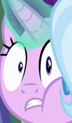 Size: 347x585 | Tagged: safe, derpibooru import, screencap, starlight glimmer, trixie, pony, all bottled up, cropped, faic, glowing horn, squishy cheeks