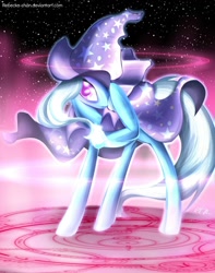 Size: 794x1006 | Tagged: dead source, safe, artist:rebecka-chan, derpibooru import, trixie, pony, unicorn, female, magic, magic circle, mare, solo