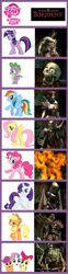 Size: 596x2403 | Tagged: safe, derpibooru import, apple bloom, applejack, fluttershy, pinkie pie, rainbow dash, rarity, scootaloo, spike, sweetie belle, twilight sparkle, dragon, earth pony, pegasus, pony, unicorn, annah, comparison chart, cutie mark crusaders, dak'kon, fall-from-grace, ignus, meta, morte, nordom, planescape torment, the nameless one, vhailor