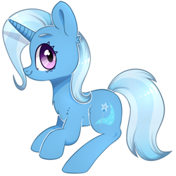 Size: 1168x1165 | Tagged: safe, artist:starrcoma, derpibooru import, trixie, pony, prone, simple background, solo, white background