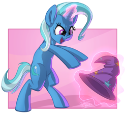 Size: 1200x1067 | Tagged: safe, artist:tsitra360, artist:vest, derpibooru import, trixie, pony, unicorn, collaboration, clothes, female, hat, magic, mare, solo, trixie's hat