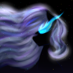 Size: 800x800 | Tagged: safe, artist:psychotwi, princess luna, alicorn, pony, female, glowing eyes, horn, mare, solo