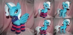 Size: 1024x490 | Tagged: safe, artist:lavim, derpibooru import, trixie, alicorn, pony, clothes, irl, photo, plushie, socks, striped socks, trixiecorn