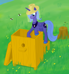 Size: 1062x1148 | Tagged: artist needed, safe, princess luna, alicorn, bee, pony, s1 luna, solo