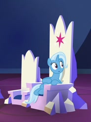 Size: 405x546 | Tagged: safe, derpibooru import, screencap, trixie, pony, unicorn, all bottled up, chair, sitting, solo