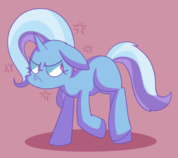 Size: 1886x1676 | Tagged: safe, artist:typhwosion, derpibooru import, trixie, pony, unicorn, cross-popping veins, female, mare, missing cutie mark, red background, simple background, solo