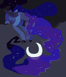 Size: 1000x1170 | Tagged: safe, artist:sterfler, princess luna, alicorn, pony, crescent moon, female, horn, mare, solo