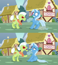 Size: 1280x1428 | Tagged: safe, derpibooru import, screencap, granny smith, trixie, pony, all bottled up, anger magic, magic, red eyes