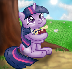 Size: 846x808 | Tagged: safe, artist:idontknow350, derpibooru import, twilight sparkle, book, scroll, solo, tree