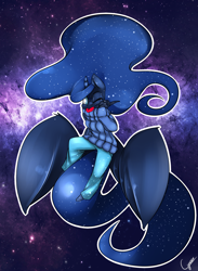 Size: 2200x3000 | Tagged: safe, artist:cynux, princess luna, anthro, clothes, solo, sweater, tongue out, wink