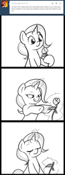 Size: 600x1600 | Tagged: safe, artist:theparagon, derpibooru import, trixie, comic, eating, magic, monochrome, telekinesis