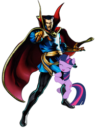 Size: 900x1200 | Tagged: safe, derpibooru import, twilight sparkle, human, clinging, cloak of levitation, crossover, doctor strange, eye of agamotto, eyes closed, fangirl, hug, leg hug, levitation cape, marvel, van dyke