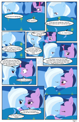 Size: 792x1224 | Tagged: safe, artist:dekomaru, derpibooru import, trixie, twilight sparkle, pony, comic:the greatest gift, bed, comic, female, kissing, lesbian, mare, shipping, twixie