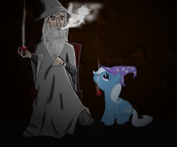 Size: 1200x1000 | Tagged: safe, artist:anonimounanime, derpibooru import, trixie, human, crossover, gandalf, lord of the rings, pipe, smoking