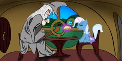 Size: 1488x748 | Tagged: safe, artist:anonimounanime, derpibooru import, trixie, crossover, gandalf, lord of the rings, sandwich