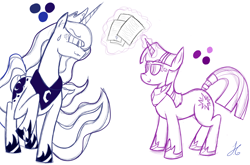 Size: 1280x845 | Tagged: safe, artist:anonymous, princess luna, twilight sparkle, alicorn, pony, unicorn, duo, duo female, female, mare