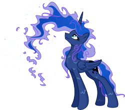 Size: 6823x6000 | Tagged: safe, artist:kp-shadowsquirrel, artist:spier17, princess luna, alicorn, pony, .svg available, absurd resolution, energy mane, ethereal mane, female, mare, simple background, smiling, solo, transparent, transparent background, vector, water, wet, wet mane