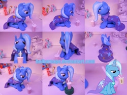 Size: 2396x1800 | Tagged: safe, artist:earthenpony, derpibooru import, coconut cream, pepperdance, sweetie blue, trixie, drink, sculpture