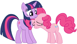 Size: 5000x2863 | Tagged: safe, artist:kooner-cz, derpibooru import, pinkie pie, twilight sparkle, earth pony, pony, neck nuzzle, nuzzling