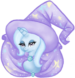 Size: 1172x1221 | Tagged: safe, artist:grandifloru, derpibooru import, trixie, pony, unicorn, blue coat, female, horn, mare, solo, two toned mane