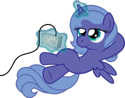 Size: 1982x1556 | Tagged: safe, artist:t-3000, princess luna, alicorn, pony, controller, cute, filly, gamer luna, gamer woona, levitation, magic, nintendo entertainment system, solo, woona