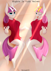 Size: 2500x3500 | Tagged: safe, artist:chapaevv, derpibooru import, twilight velvet, oc, oc:eventide velour, anthro, plantigrade anthro, beckoning, bed, breasts, clothes, commission, cover art, dress, duo, duo female, fanfic, fanfic art, fanfic cover, feet, female, fimfiction, headlight velvet, holding hands, looking at each other, looking at you, mare, milf, on bed, one eye closed, smiling, symmetrical, wink