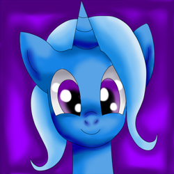 Size: 760x760 | Tagged: safe, artist:king-sombrero, derpibooru import, trixie, pony, unicorn, blue coat, female, horn, mare, smiling, solo, two toned mane