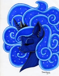 Size: 1752x2246 | Tagged: safe, artist:darkcherry87, princess luna, alicorn, pony, female, horn, mare, portrait, solo