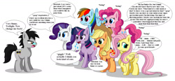 Size: 1600x745 | Tagged: safe, derpibooru import, applejack, fluttershy, pinkie pie, rainbow dash, rarity, twilight sparkle, oc, earth pony, pegasus, pony, unicorn