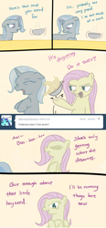 Size: 650x1401 | Tagged: safe, artist:theparagon, derpibooru import, fluttershy, trixie, pegasus, pony, ask, discorded