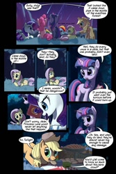 Size: 720x1080 | Tagged: safe, artist:tswt, derpibooru import, applejack, fluttershy, pinkie pie, rainbow dash, rarity, twilight sparkle, earth pony, pegasus, pony, unicorn, comic:friendship update, comic, female, mane six, mare, night, picnic blanket, y'all