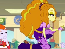 Size: 687x521 | Tagged: safe, derpibooru import, screencap, adagio dazzle, bright idea, heath burns, starlight, sweet leaf, trixie, watermelody, equestria girls, rainbow rocks, apple fritter (food), battle of the bands, boots, clothes, cropped, eyes on the prize, female, fingerless gloves, food, football, gem, gloves, hat, high heel boots, jewelry, lidded eyes, male, pendant, siren gem, socks, spikes, stockings, thigh highs