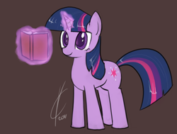 Size: 1324x1000 | Tagged: safe, artist:valcron, derpibooru import, twilight sparkle, unicorn twilight, pony, unicorn, book, female, glowing horn, horn, magic, mare, reading, solo, telekinesis