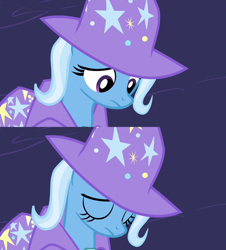 Size: 1280x1418 | Tagged: safe, derpibooru import, screencap, trixie, pony, magic duel, sad, solo