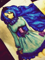 Size: 525x700 | Tagged: safe, artist:fatamogana97, princess luna, human, humanized, solo, traditional art