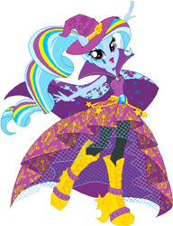 Size: 465x606 | Tagged: safe, artist:ra1nb0wk1tty, artist:selenaede, derpibooru import, trixie, equestria girls, rainbow rocks, boots, cape, clothes, female, ponied up, simple background, solo, white background